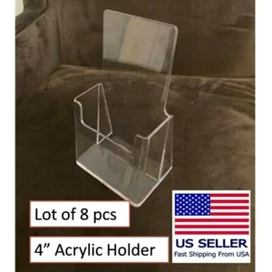 Acrylic Brochure Menu Holder 4 Inch 8 Pcs Counter Top TriFold - Picture 1 of 3