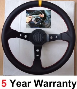 Leder Drift Lenkrad Und Snap Off Schnellverschluss Boss Nabe Set Für BMW E36 - Bild 1 von 5