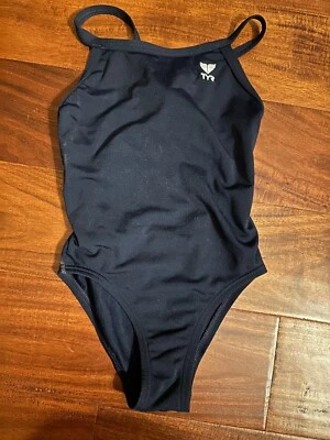 TYR Sport Girls' Solid Durafast Diamondback Swimsuit Navy Size 24  - Image 1 of 2