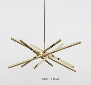 Lampadario a spirale grande 12 luci ottone Sputnik metà secolo moderno grezzo br - Foto 1 di 3