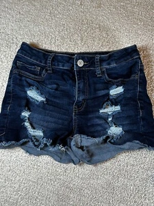 SO Womens Junior Denim Jean Shortie Shorts Sz 9/29W Light High Rise Stretch - Picture 1 of 8