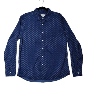 American Eagle Super Soft Casual Button Down Shirt Men's Size Large Blue Print - Picture 1 of 8