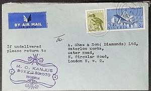 (NIG-216) NIGERIA 1963 Airmail cover posted to LONDON with  stamps SG 96, 120 - Picture 1 of 2
