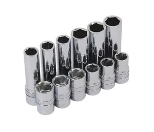 Juego de enchufes profundos poco profundos Xi -On 3/8" de 12 piezas - Extractor de tuercas y pernos 3 - 13 mm - Imagen 1 de 2