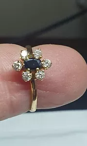 Sapphire and diamond ring Yellow Gold Hallmarked Gorgeous ☆ Sale Know on☆ - Picture 1 of 3