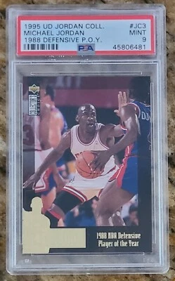 HOF Michael Jordan 1995 Collector’s Choice 1988 Defensive Chicago Bulls PSA 9 - Image 1 of 4