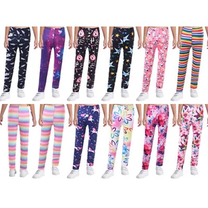 Kids Girls Cute Printed Trousers Winter Warm Thick Velvet Thermal Pants Tights - Picture 1 of 42