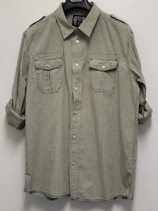 Eighty Eight Mens Shirt XXL Button Up Roll Tab Long Sleeve Pockets Gingham - Picture 1 of 13