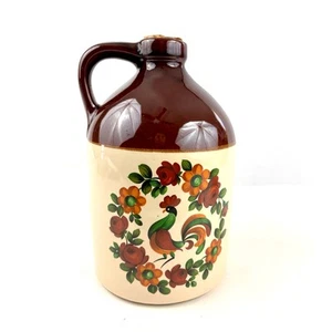 VTG Stoneware Moonshine Jug Handle - Rooster Design Rustic Farmhouse Decor - Picture 1 of 12