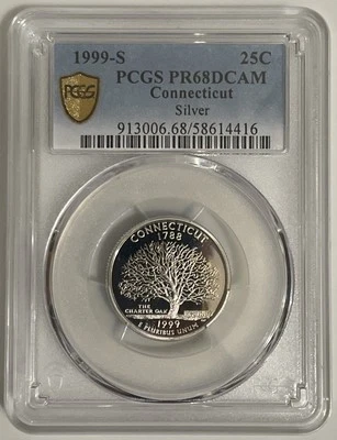 PCGS 1999-S 25C Silver Connecticut Quarter (PR68DCAM) - Image 1 of 4