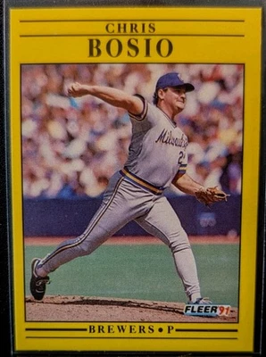1991 Fleer Chris Bosio #576 Milwaukee Brewers Pitcher (jc) - Image 1 of 2