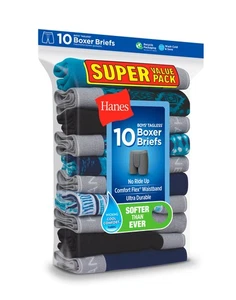 Hanes Boys Boxer Briefs 10-Pack Comfort Flex Waistband Tagless Assorted Printed - Picture 1 of 4