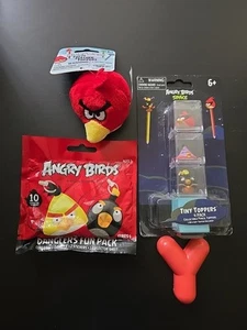 New! Set Of 3 Angry Birds - 1 Fuzzy Feather Topper 2" - 1 Tiny Toppers - 1 Dangl - Picture 1 of 16
