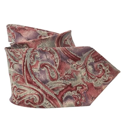 Corbata de seda Karl Lagerfeld roja púrpura cachemira clásica para hombre Foto 1 de 4