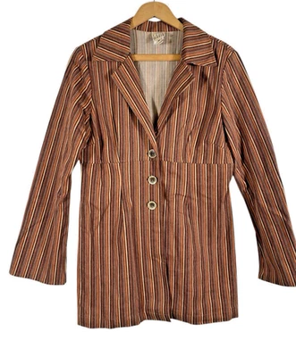 Chaqueta Blazer FL Malik Años 70 Inspirada Y2K Boho Rayas Retro Hippie Grunge Mediana Foto 1 de 4