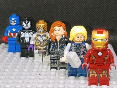 Lego Minifigures Marvel Lot Of 6 Iron Man Black Widow Thor Venom Captain America - Image 1 of 3