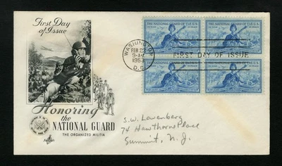1953 FDC sc 1017 Honoring The National Guard First Day Cover Washington, D.C. 1 - Image 1 of 2