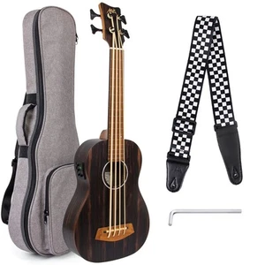 Electric Bass Ukulele,Baritone Fretless Ukelele Bass Uke 30 inch Ebony Africa... - Picture 1 of 8