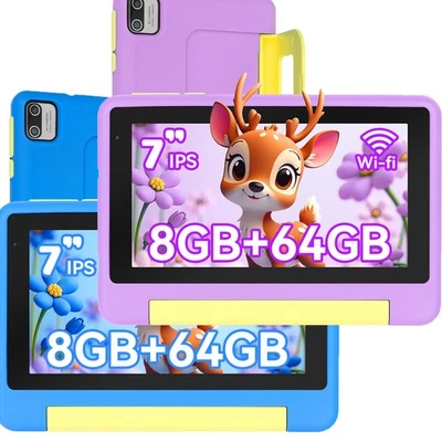 7 inch Kids Tablet Android 13 8GB RAM 64GB ROM Dual Camera with Shockproof LCD - Image 1 of 4