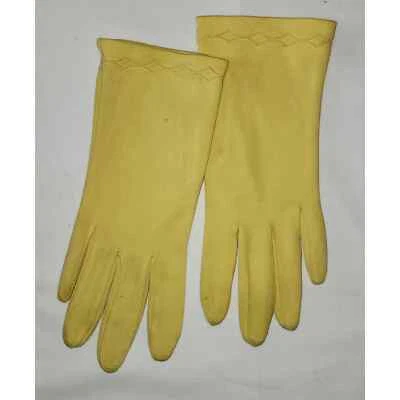 Guantes de muñeca de nailon amarillo brillante vintage años 50 60 costura de diamante mediados de siglo 7 Foto 1 de 4