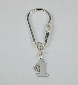 Sterling Silver Teardrop Shape Key Ring with Sterling Silver #1 Charm Free Ship - Picture 1 of 2