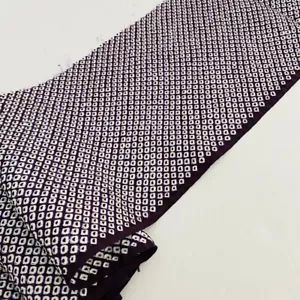 Aubergine lila #C 6,5x58 Vintage Shibori gefärbte Seide japanischer Kimono Stoff SE40 - Bild 1 von 9