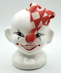 Raro cappello completo vintage Happy Clown Head Bank ceramica pom rosso made in Taiwan - Foto 1 di 12