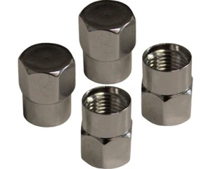 Paquete 4 Plata Aleación Hexagonal & Redondo Neumático Válvula Tapas Kart - Imagen 1 de 1