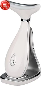 Lily Neck Face Massager Anti-Aging LED Vibration Lifting Tool Pearl White - Picture 1 of 12