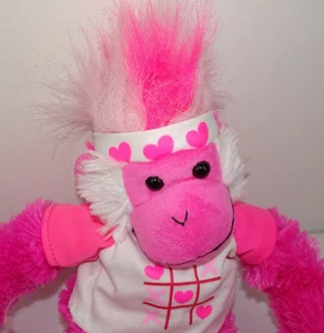 Mohawk Scimmia Peluche da Appendere Rosa 18" XOXO Tic-Tac-Toe Cuori Amore 2012 - Foto 1 di 6