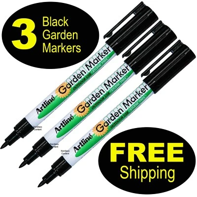 Artline EK-780 Garden Marker, Black Ink, 0.8mm Bullet Tip, 3 Each