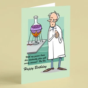 Mad scientist humour birthday card suitable for husband dad brother son friend - Picture 1 of 1