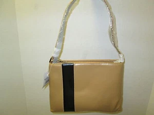 Camel/Black Handbag with Matching Cosmetic Case, NWT - Picture 1 of 3