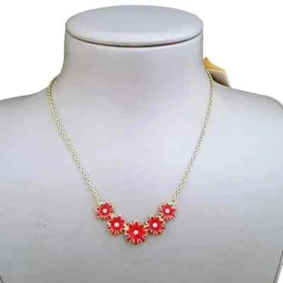 Colar de flores feminino Amrita Singh tom dourado vermelho novo com etiquetas - Imagem 1 de 3