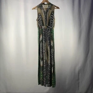 Maeve Silk Collared Sleeveless Print Dress in Peacock Size Extra Small - Picture 1 of 4