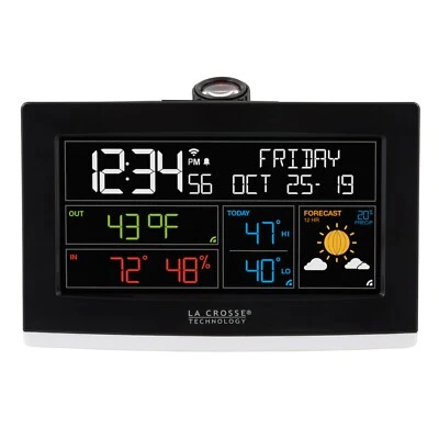 C82929V2 La Crosse Technology WiFi Color Projection Alarm Clock with AccuWeather - Image 1 of 4