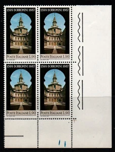 Italy, 1967 "Death of Francesco Borromini" sg1193 corner margin block of 4 MNH - Picture 1 of 1