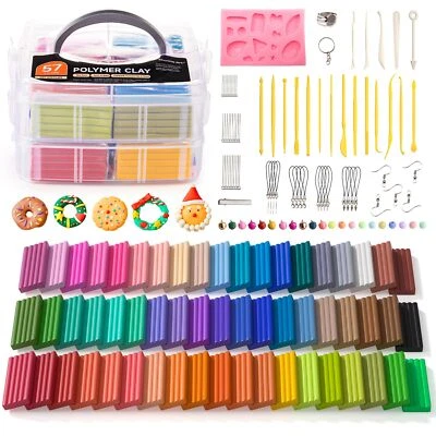 Shuttle Art Polymer Clay 57 buntes Weich-Ton-Set 155 kg/ 34 lb ofenhärtende M...