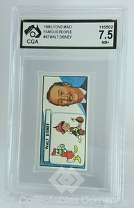 Rare 1966 Lyons Maid Famous People Walt Disney Card Graded 7.5