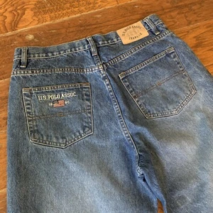 VINTAGE US Polo Assn Jeans Mens 34x32 Blue Baggy Loose Skater Flag Hip Hop Y2K - Picture 1 of 6