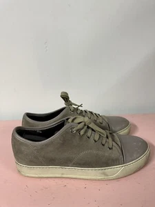 Lanvin DBB1 Zapatos de Gamuza Talla 8/US 9 Hombres Cuero Informal Tenis Puntera Gorra Gris - Imagen 1 de 17