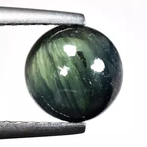 1,58 kt grüner Saphir 6 mm runder Cabochon natürlicher loser Edelstein Madagaskar - Bild 1 von 3