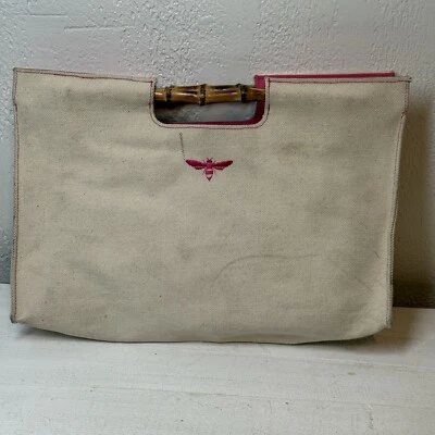 BUZZ Bamboo Handle Bag by Jane Fox Woven Rattan - Image 1 of 4