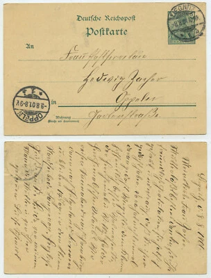 65433 - Ganzsache P 50 - Postkarte - Liegnitz 8.8.1901 nach Oppeln - Bild 1 von 2