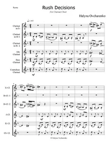 clarinet choir Rush Decisions original composition clarinet ensemble PDF - Picture 1 of 1