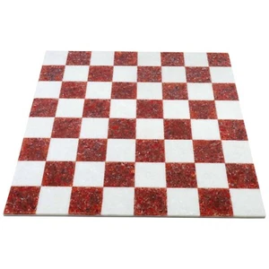 18'' Borderless Marble Stone Luxury Chess Board - Red and White Stone - Picture 1 of 10