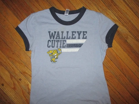 TOLEDO WALLEYE CUTIE GIRLS RETRO RINGER T SHIRT Minor League Hockey Spike Flaw Cover