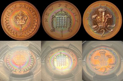 1973 Great Britain 3 Coin Proof Set, PCGS Secure- Vivid Rainbow Toned Cover