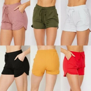 Womens Buttery Soft Drawstring Dolphin Shorts with Pocket - 10 Colors- S/M L/XL - Picture 1 of 15