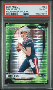 2024 Panini Prizm - Rookies Drake Maye #329 Neon Green Pulsar Prizm (RC) PSA 8 - Bild 1 von 2